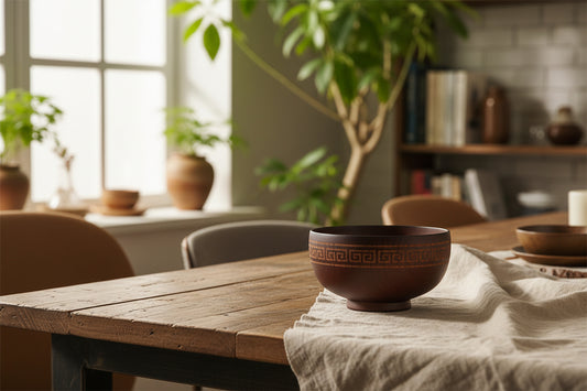 Inner Mongolia jujube wood craft bowl by WoodyKitchenware, authentic Mongolian milk tea and serving bowl with natural wood grain.