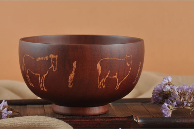 Inner Mongolia Jujube wood craft bowl by WoodyKitchenware, traditional Mongolian milk-tea and serving bowl with intricate wood grain details.