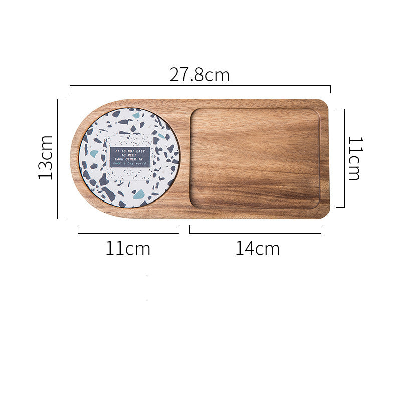Unlacquered Japanese style acacia wood tray by WoodyKitchenware, solid wood serving display with natural finish and smooth edges.