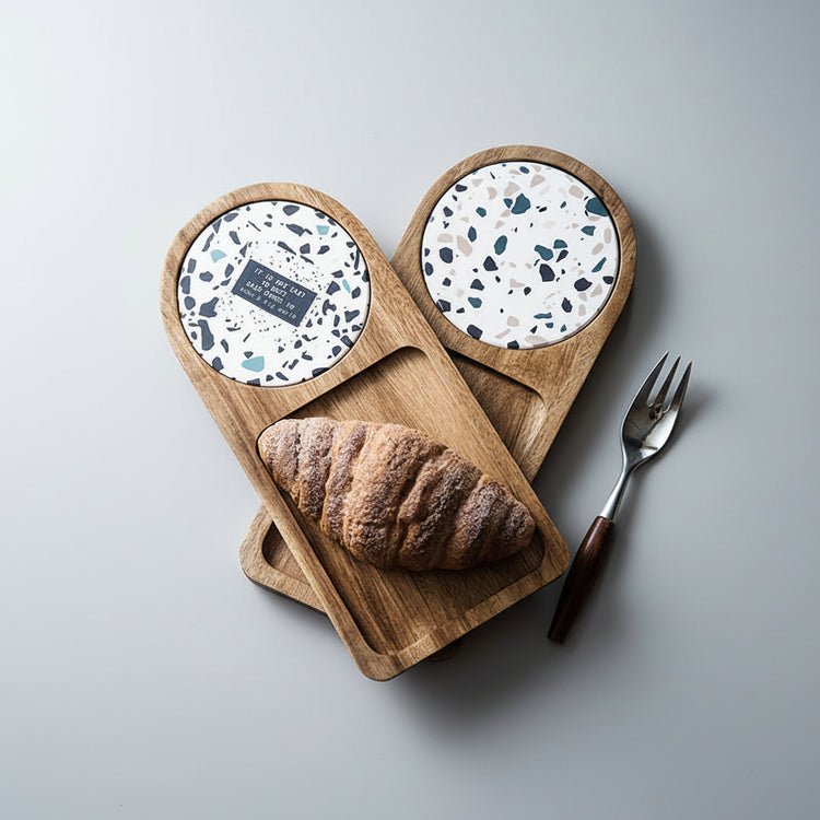Japanese style unlacquered acacia wood tray by WoodyKitchenware, solid wood serving display with natural wood grain and smooth finish.