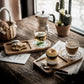 Japanese-style unlaquered acacia wood tray by WoodyKitchenware, showcasing a smooth, natural wooden serving tray with raised edges.