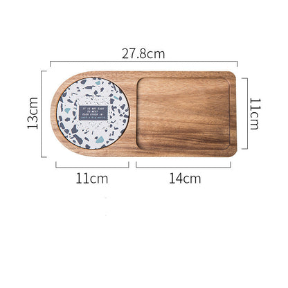 Unlacquered Japanese-style acacia wood tray by WoodyKitchenware, showcasing its natural grain and rectangular serving design.