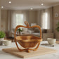 WoodyKitchenware folding fruit basket made of natural wood, designed for stylish storage of fruits and produce in home kitchens.