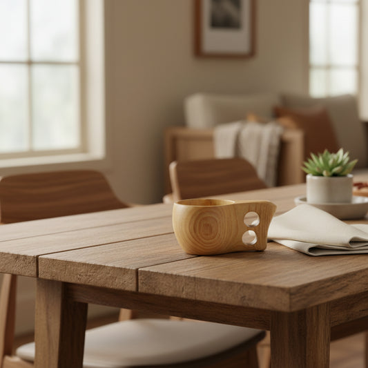 Hand-carved minimalist vessel from WoodyKitchenware, The Sylvan Solace by WoodyKitchenware, showcasing smooth wood grain and elegant design.