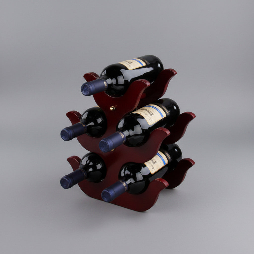 European wooden wine rack decoration by WoodyKitchenware, showcasing a solid wood wine and glass display for kitchen or bar decor.