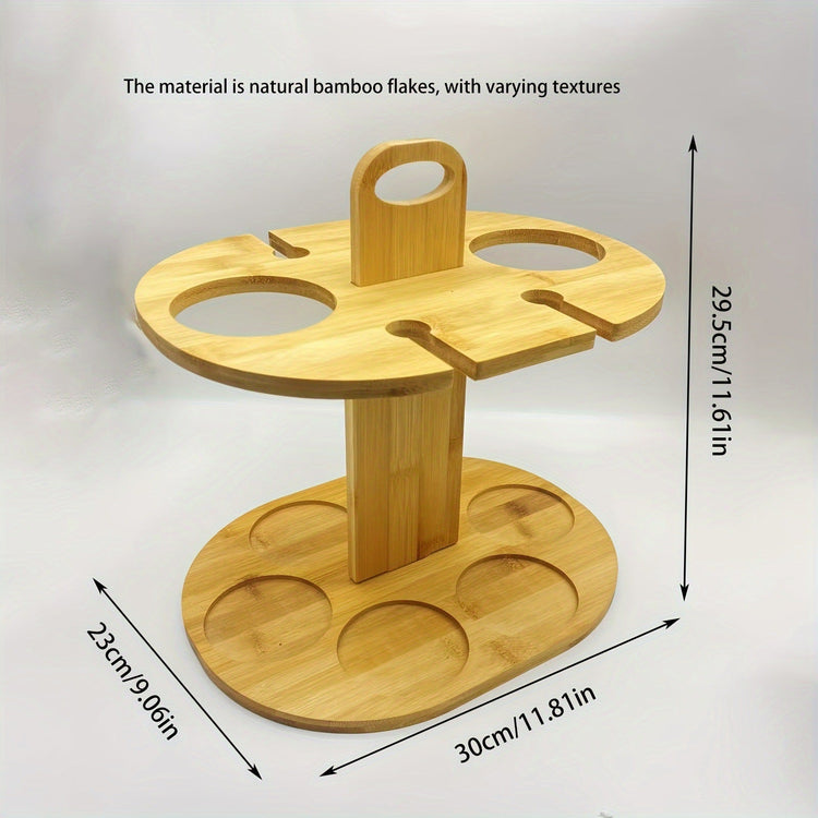 Wooden wine rack ornament by WoodyKitchenware featuring bamboo and solid wood, designed to hold and display wine bottles stylishly.