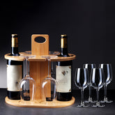 Wooden wine rack ornament by WoodyKitchenware, made of bamboo, showcasing a stylish red wine holder display with solid wood design.
