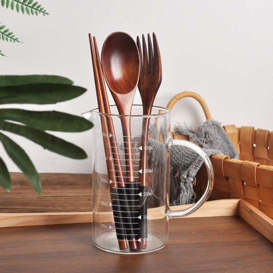 Wooden long handle couple spoon and chopsticks set by WoodyKitchenware, portable tableware for travel and dining.