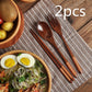 Wooden long handle couple spoon and chopsticks set by WoodyKitchenware, portable tableware for travel and dining.