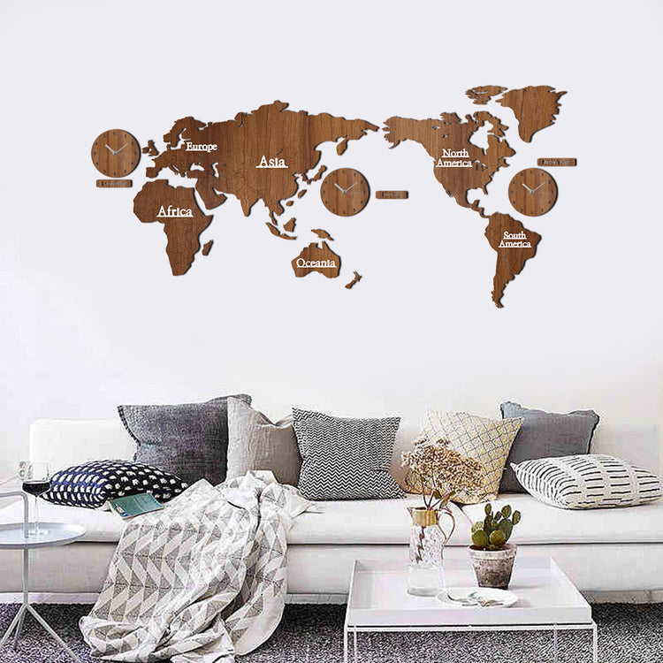 Black 3D wooden wall clock by WoodyKitchenware, handcrafted solid wood design with modern, textured decor for home or office.