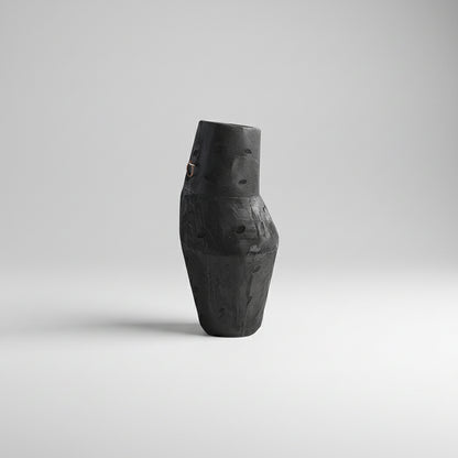 Black wooden vase by WoodyKitchenware, sculptural obelisk design crafted from solid timber, ideal for modern decorative displays.
