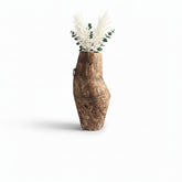 Black wooden vase by WoodyKitchenware, sculptural obelisk design made from solid timber for decorative display.