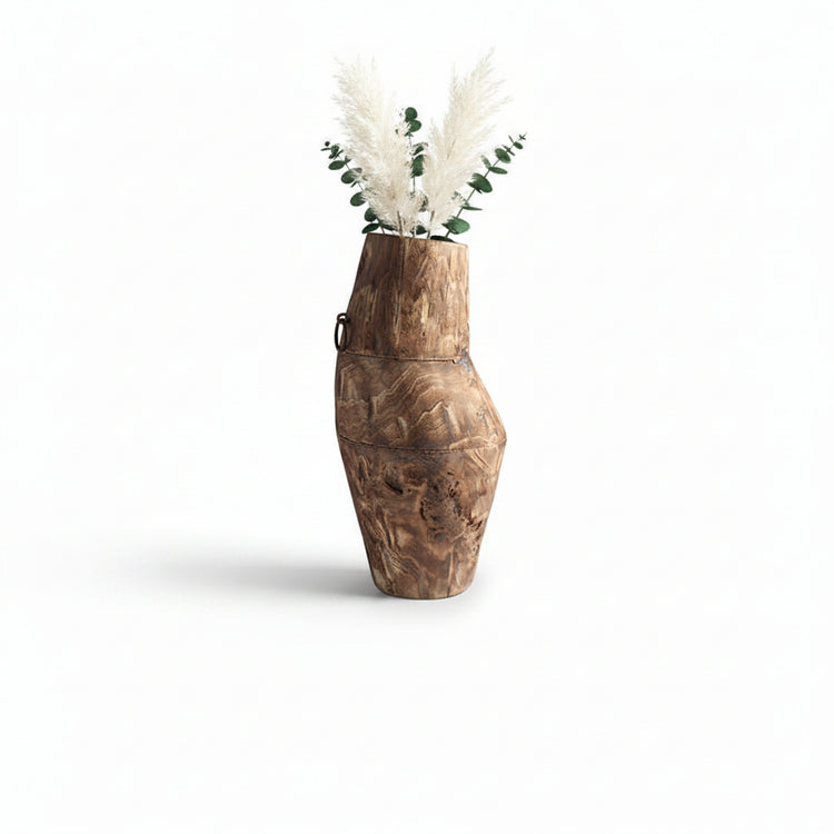 Black wooden vase by WoodyKitchenware, sculptural obelisk design made from solid timber for decorative display.