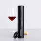 Black electric wine opener set by WoodyKitchenware with automatic corkscrew, foil cutter, and can opener in a sleek design.