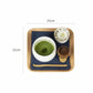 Japanese-style black walnut wooden plate by WoodyKitchenware, elegant square tray for breakfast or snacks, natural wood finish.