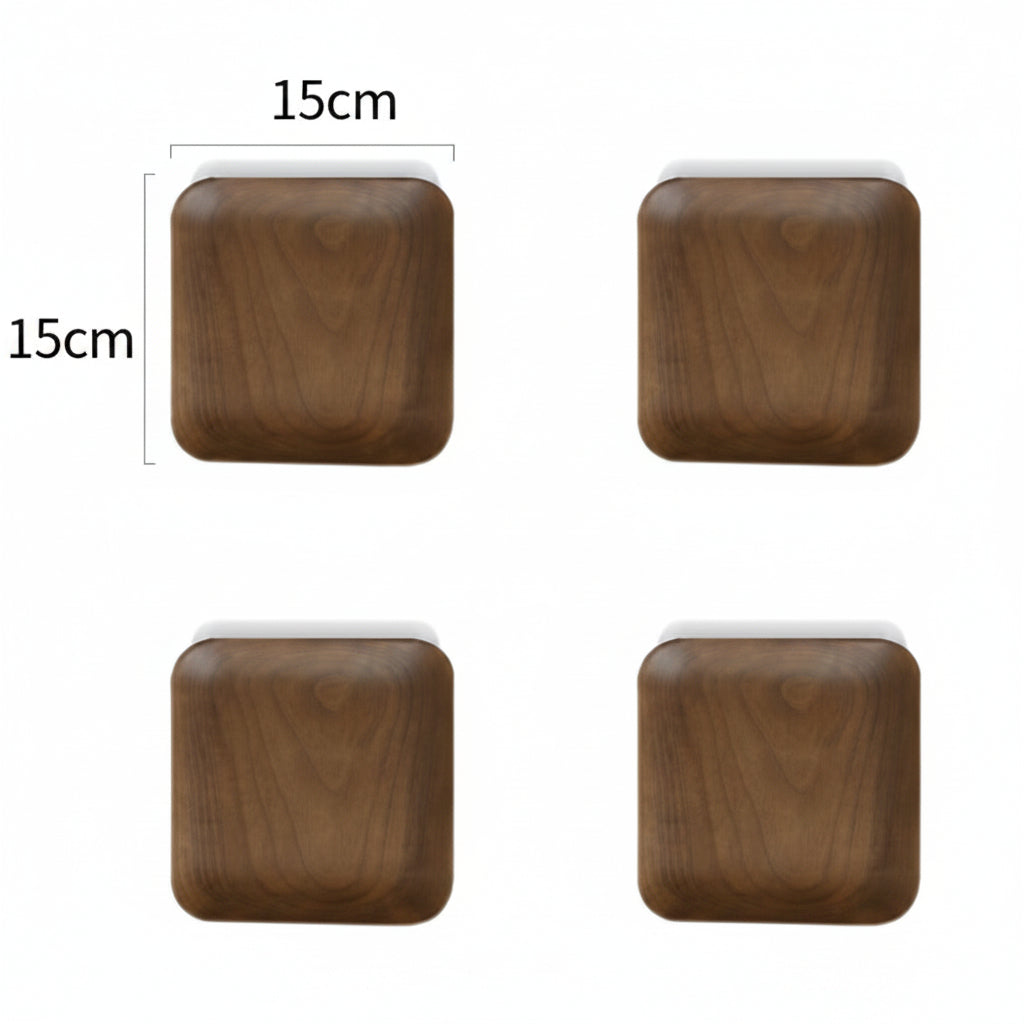 Japanese-style black walnut wooden plate by WoodyKitchenware, elegant square tray for breakfast or snacks with natural wood grain.