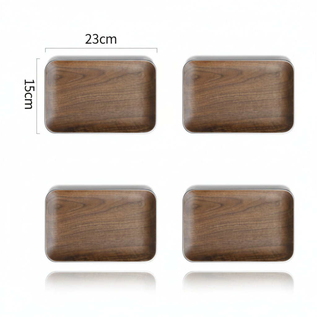 Square Japanese-style black walnut wooden plate by WoodyKitchenware, perfect for breakfast or snacks, with a smooth elegant finish.