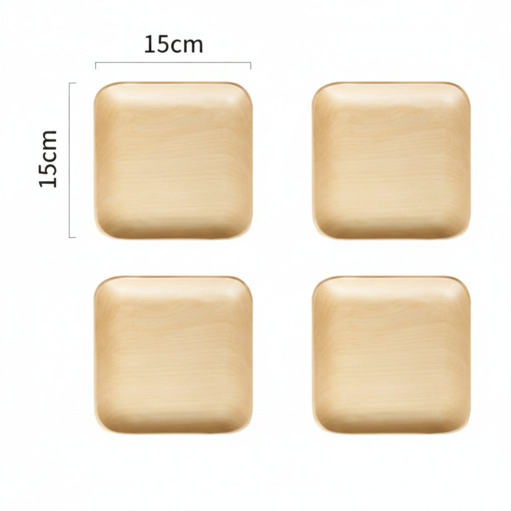 Japanese-style black walnut wooden plate from WoodyKitchenware, elegant square tray perfect for breakfast or snacks.