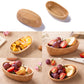 Natural thick-bottom rubber wood boat compote salad bowl by WoodyKitchenware, durable solid wood serving bowl for salads and fruits.