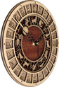 Handcrafted wooden astronomical clock with celestial design, 30cm bronze finish by WoodyKitchenware, showcasing detailed celestial motifs.