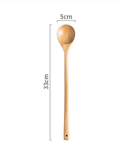 Extra-long wooden cooking spoon by WoodyKitchenware, ideal for stirring deep pots, with a smooth brown finish and ergonomic handle.