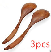Set of three brown wooden spoons with tie wires from WoodyKitchenware by WoodyKitchenware, ideal for cooking and serving.
