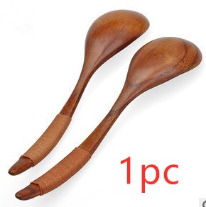 Set of three brown wooden spoons with tie wires from WoodyKitchenware, perfect for kitchen serving and cooking.
