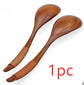 Set of three brown wooden spoons with tie wires from WoodyKitchenware, perfect for kitchen serving and cooking.