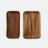 Rectangular wooden plate made of acacia wood by WoodyKitchenware, ideal for serving appetizers or snacks with natural elegance.