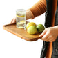Rectangular wooden plate made of acacia wood from WoodyKitchenware, ideal for serving appetizers or salads.