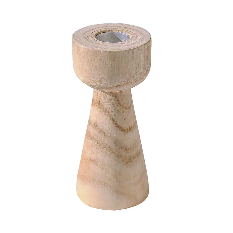 Retro wooden vase with Zen Tuo pattern, solid timber design by WoodyKitchenware, showcasing a natural, handcrafted appearance.