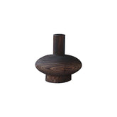 Retro wooden vase with Zen Tuo pattern, crafted from solid timber by WoodyKitchenware, displayed with a natural finish.