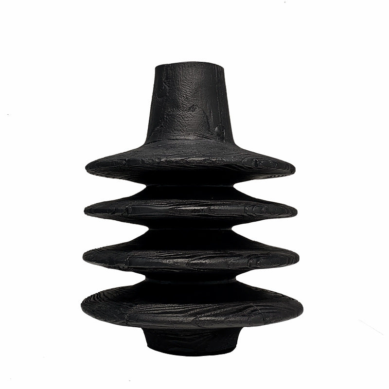 Retro wooden vase with Zen Tuo pattern, crafted from solid timber by WoodyKitchenware, suitable as a decorative candlestick or vessel.
