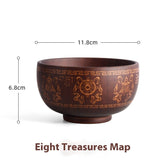 Carved wooden bowl with cattle, horse, and sheep designs by WoodyKitchenware, made of solid timber for serving or display.