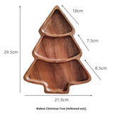 Walnut Christmas Tree compartment tray by WoodyKitchenware, featuring festive holiday design and multiple sections for serving treats.