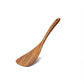 Acacia wooden spatula with long handle from WoodyKitchenware, ideal for non-stick cookware, includes wooden spoon and soup spoon.