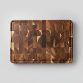 Dark brown Acacia Mangium thick cutting board by WoodyKitchenware, durable and stylish kitchen essential, 35x25x2.6cm size.