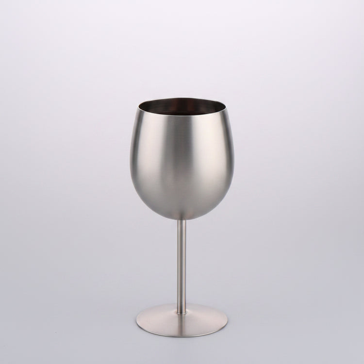 Artisan stainless steel chalice called The Sovereign Stem by WoodyKitchenware, featuring a sleek, polished design.