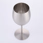 Artisan stainless steel chalice called The Sovereign Stem by WoodyKitchenware, featuring a sleek, polished design on a plain background.