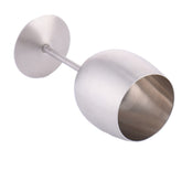 Artisan stainless steel chalice called The Sovereign Stem by WoodyKitchenware, featuring a sleek, polished design.