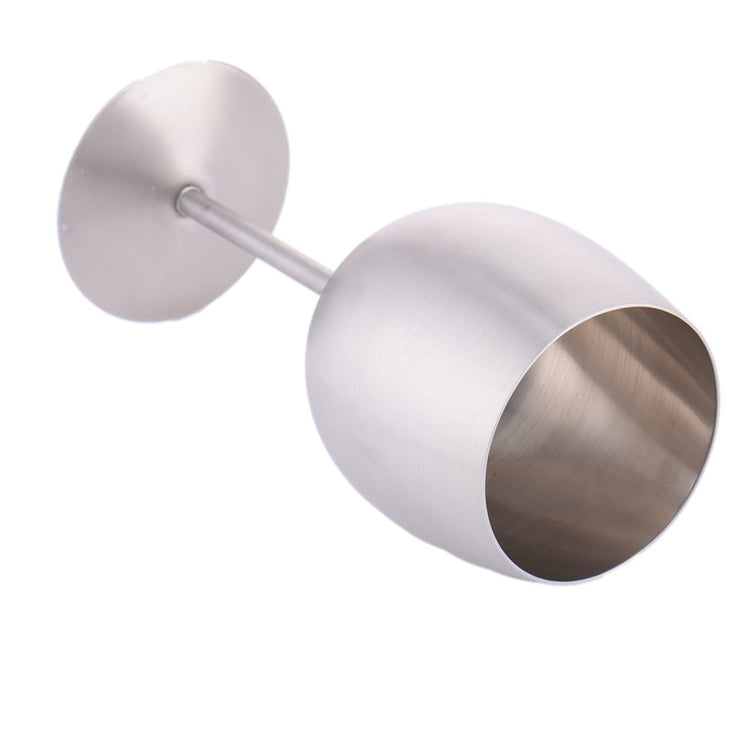 Artisan stainless steel chalice called The Sovereign Stem by WoodyKitchenware, featuring a sleek, polished design.