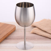 Artisan stainless steel chalice called The Sovereign Stem by WoodyKitchenware, featuring a sleek, polished finish and elegant design.