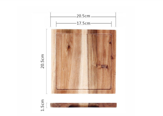 Rustic rectangular wooden serving tray by WoodyKitchenware, ideal for sushi, pastries, desserts, and steaks.
