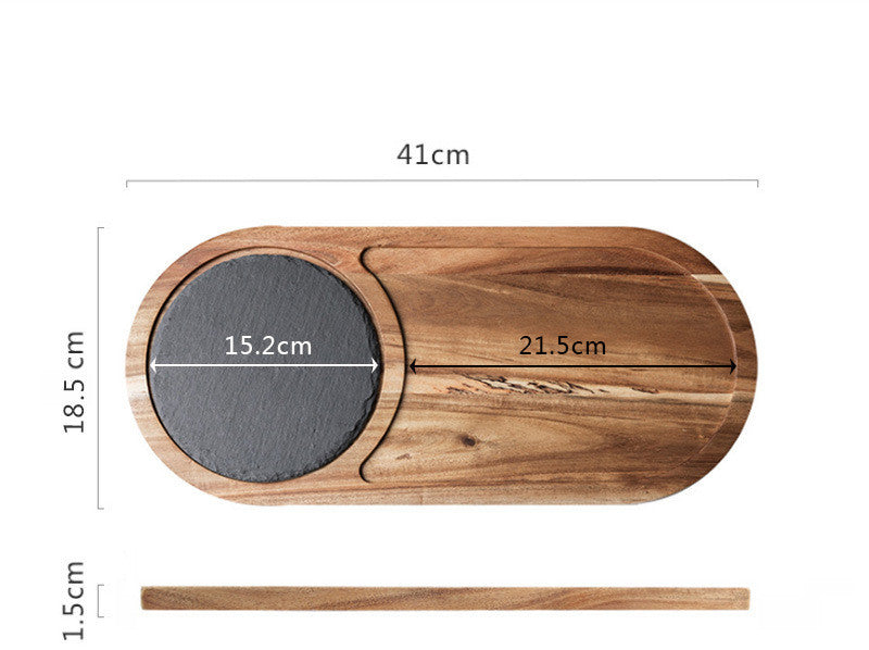 Rustic rectangular wooden serving tray by WoodyKitchenware, perfect for sushi, pastries, desserts, and steaks.
