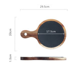 Rustic rectangular wooden serving tray by WoodyKitchenware, ideal for sushi, pastries, desserts, and steaks with natural wood finish.