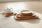 Wooden plate suit by WoodyKitchenware, featuring a set of natural wood plates with smooth, rounded edges for serving food.