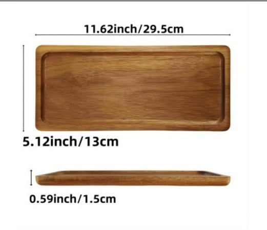 Large rectangular acacia wood tray from WoodyKitchenware, featuring a smooth, natural timber finish for serving or display.
