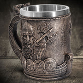 Handcrafted Viking Pirate beer mug with nautical design from WoodyKitchenware, featuring baroque detailing in ceramic.