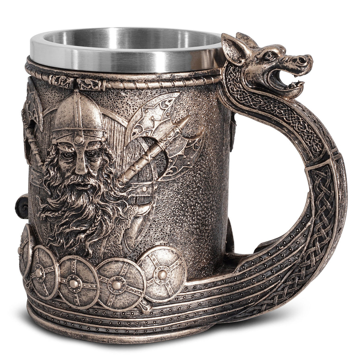 Handcrafted Viking Pirate beer mug by WoodyKitchenware, Baroque nautical tankard with detailed Viking and pirate design.