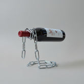 Wrought iron chain red wine shelf by Woody&